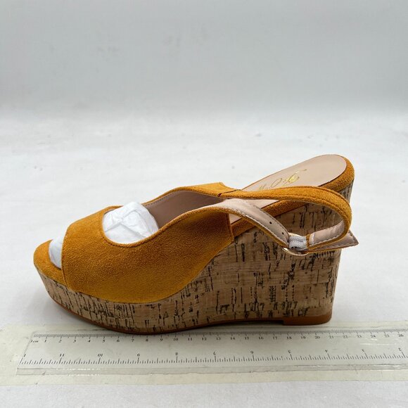 FOWT Khaki Peep Toe Slingback Platform Wedge High Heel Buckle Open Toe Sandals - Picture 2 of 8